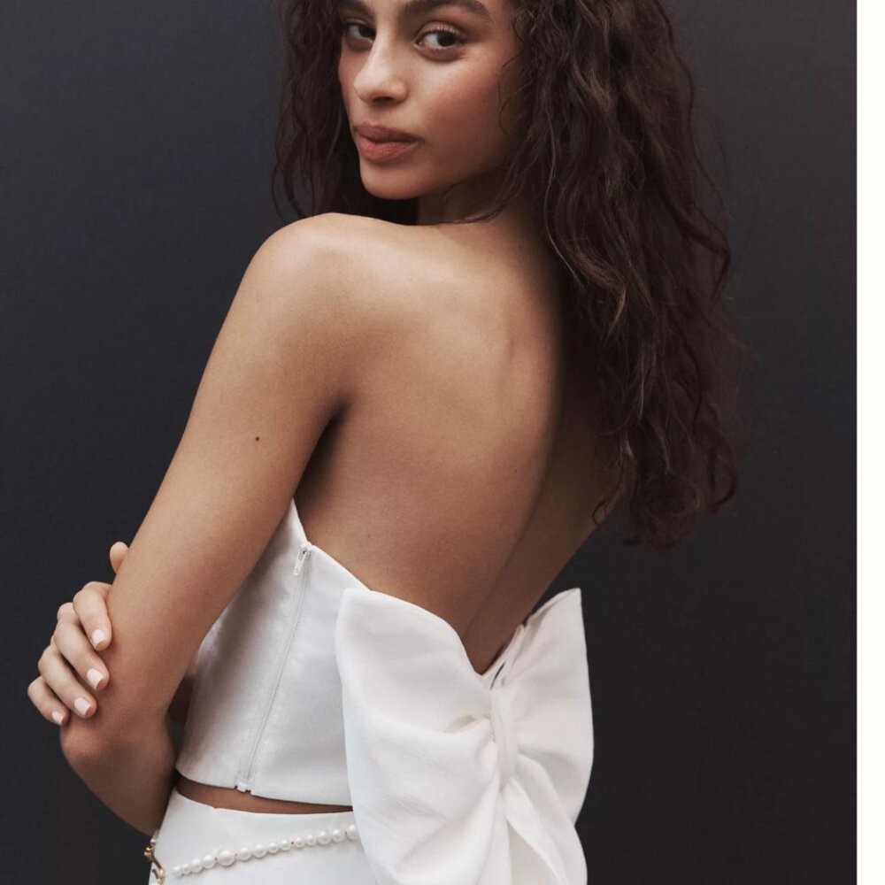 Anthropologie Hutch Delphine Strapless Bow-Back Top in Ivory White (never worn!)